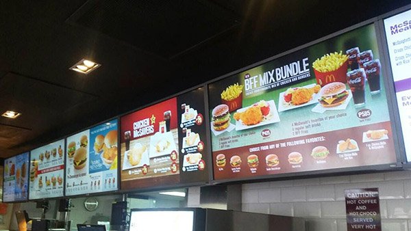 Close-up e-menu at McDonald's, Philippines