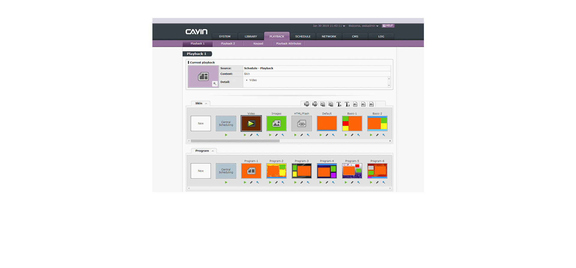 SMP-2210 management interface, Playback view