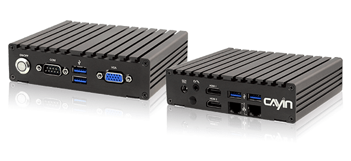 Front and rear view of SMP-2210 triple output digital signage player